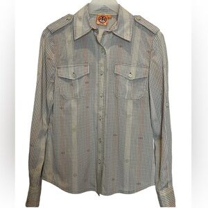 Tory Burch Brigitte Silk Dotted All Over Logo in Pastel Size 2